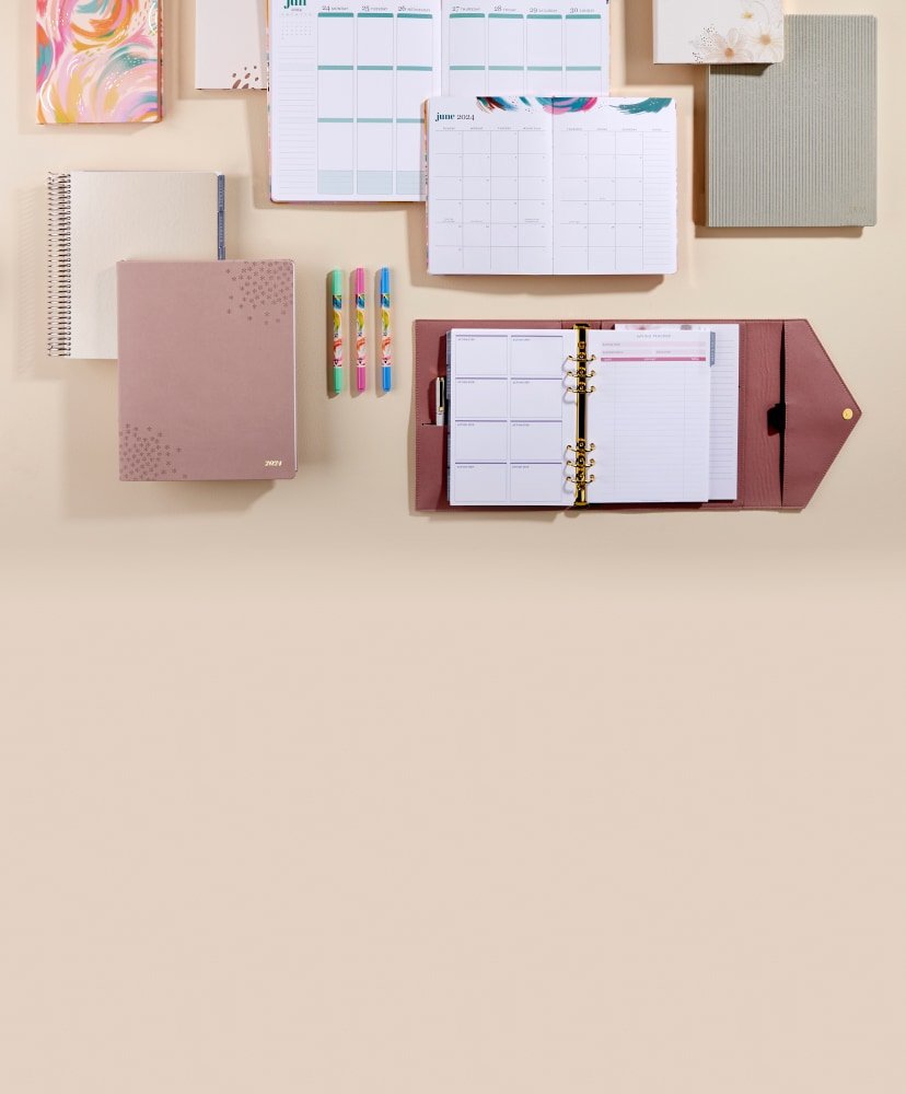 assorted coiled and softbound dated planners. Click to shop now.
